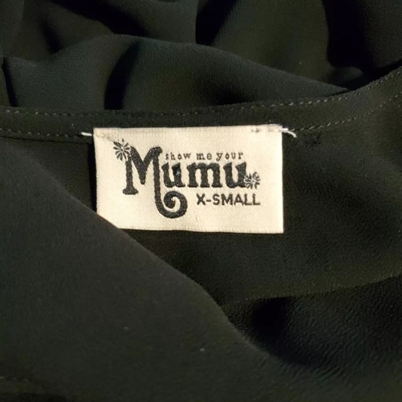 Show Me Your Mumu poet Tie Sheer Chiffon Top with Flare Sleeves & Ruffle hem - Picture 2 of 3